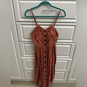 Papaya colored midi dress